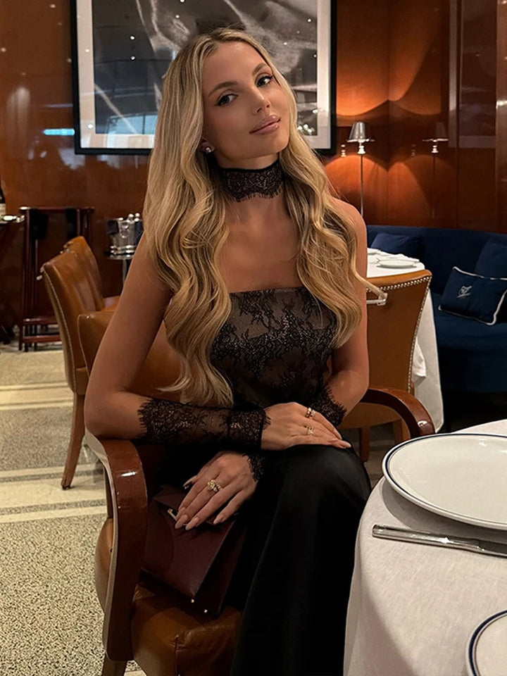 Sophisticated Slim Sheath Lace Strapless Evening
