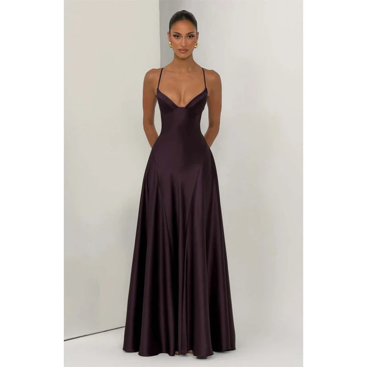 Solid Satin Cowl Neck Dress Women Sleeveless Elegant Ruched Waist Fishtail Bodycon Summer Party Elegance