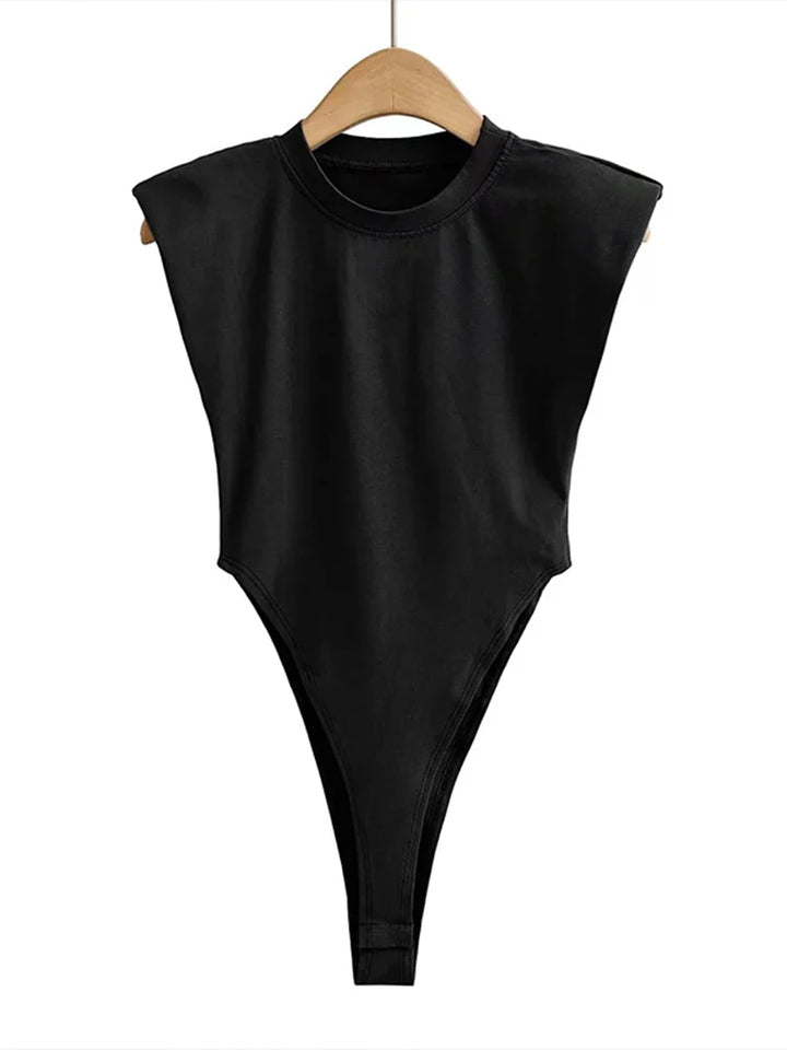 Sexy Women Bodysuit Padded Shoulders Sleeveless