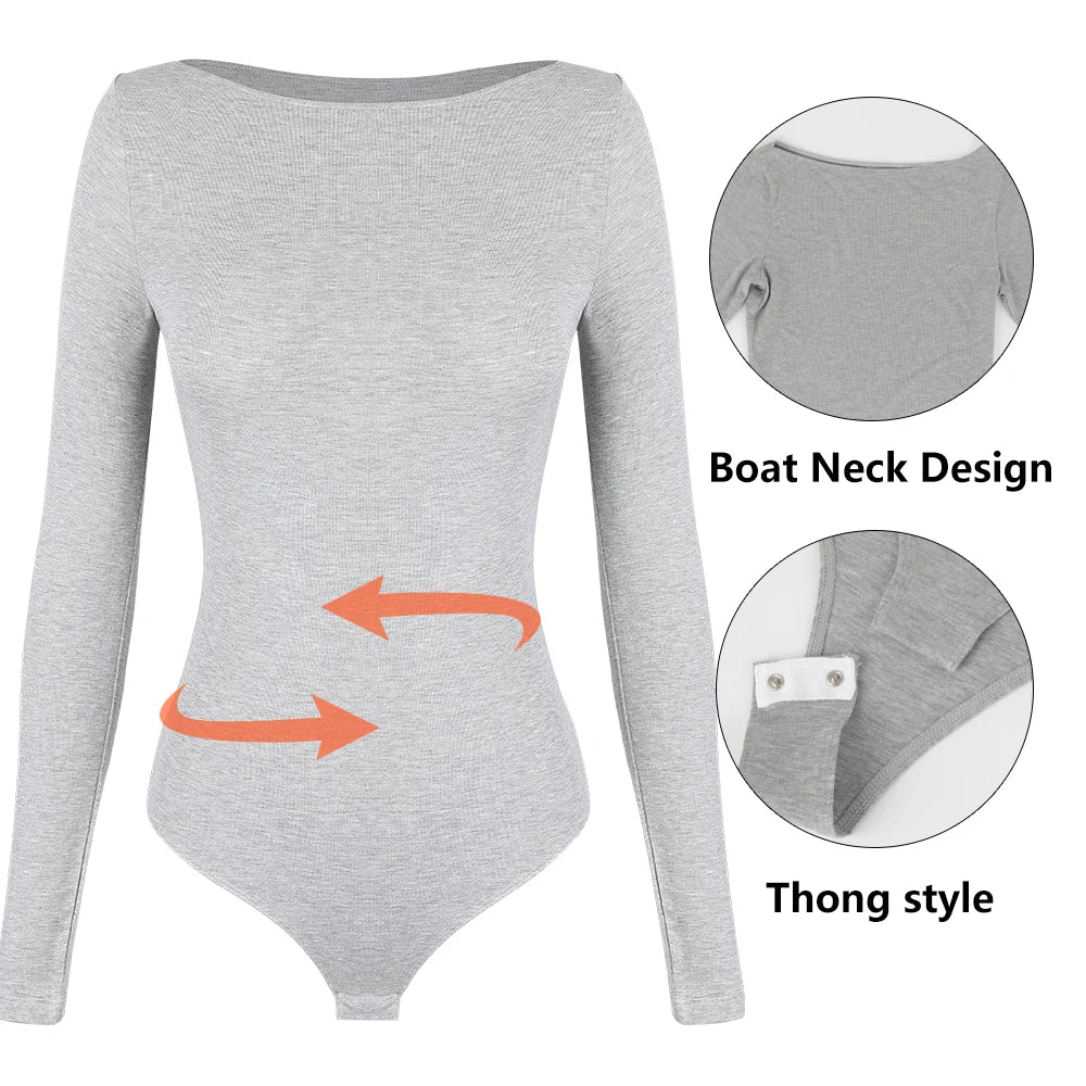 Womens Round Collar Elastic Bodysuit Shapewear
