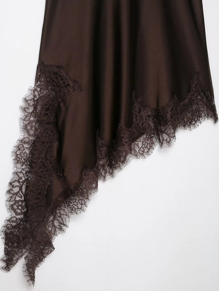 Klkxmyt Satin Lace Mini Dress For Summer