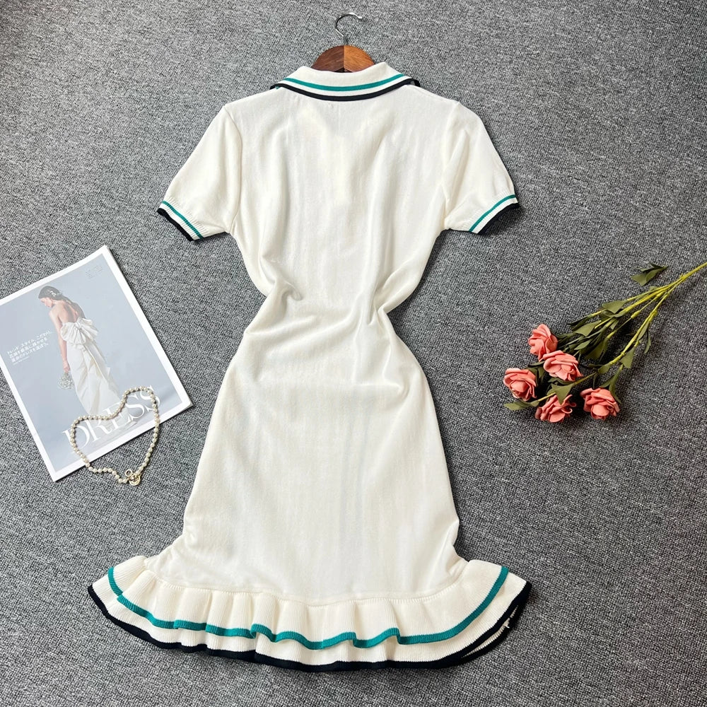 YuooMuoo Women Knit Slim Bodycon Ruffles Dress