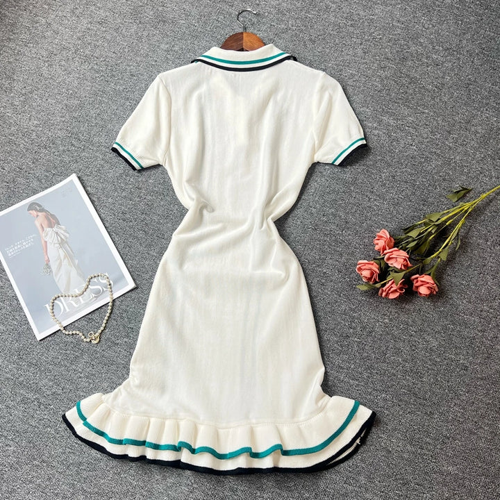 YuooMuoo Women Knit Slim Bodycon Ruffles Dress