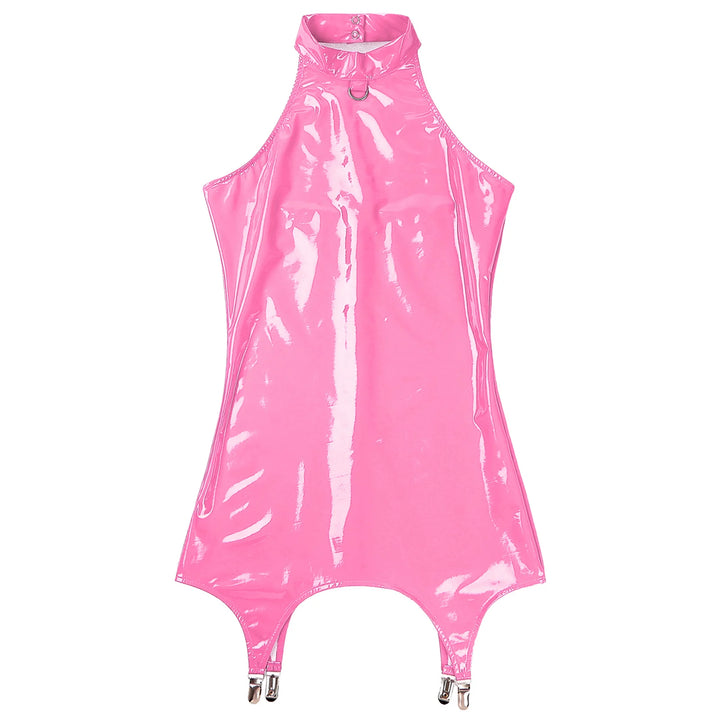 Patent Leather Bodycon Lingerie Dress Garter Clips