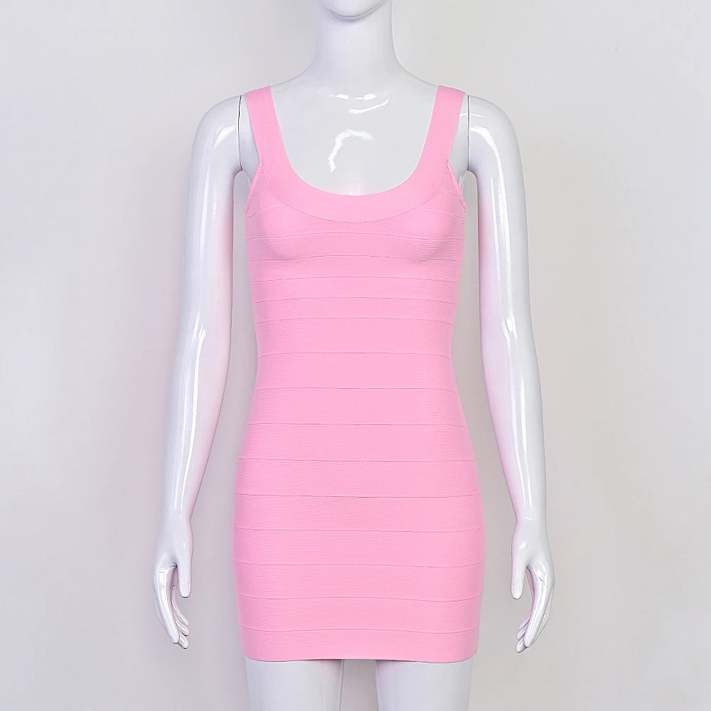 Beaukey Pink Bandage Mini Dress Backless Bustier