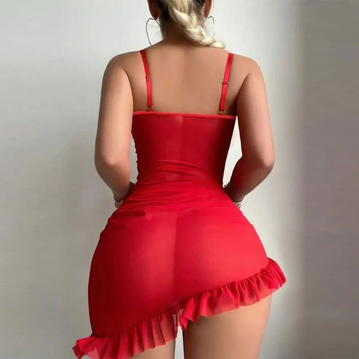 Women Lace Transparent Mini Dress Sleeveless Party