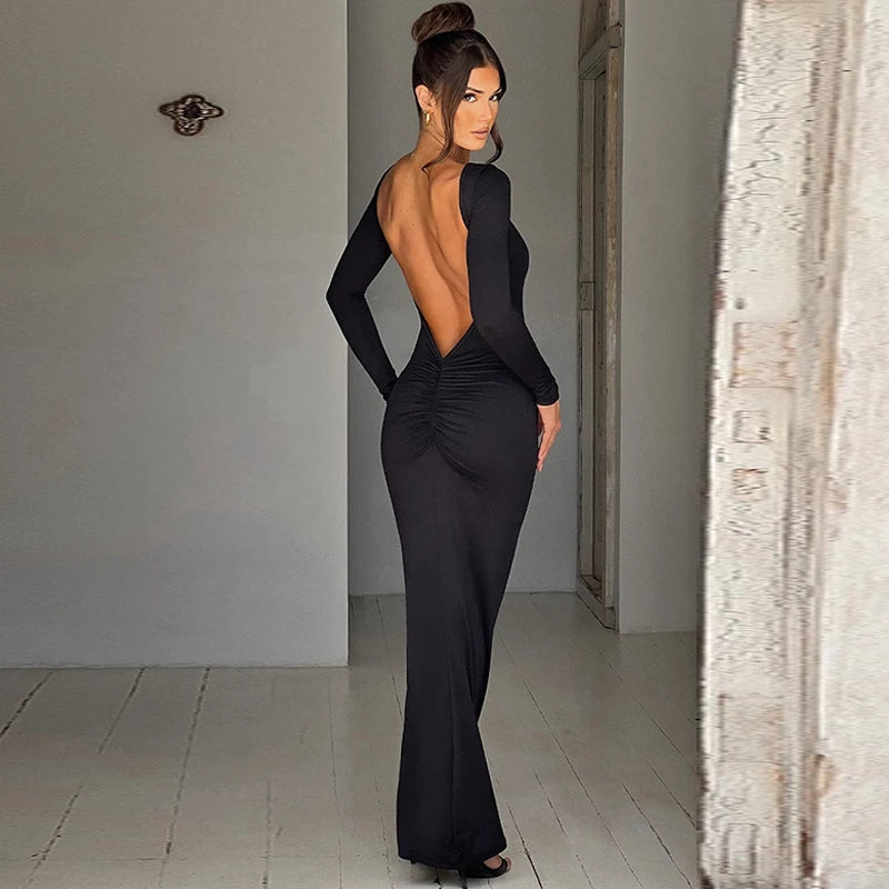 Y2K Signature Backless Knit Maxi Dress