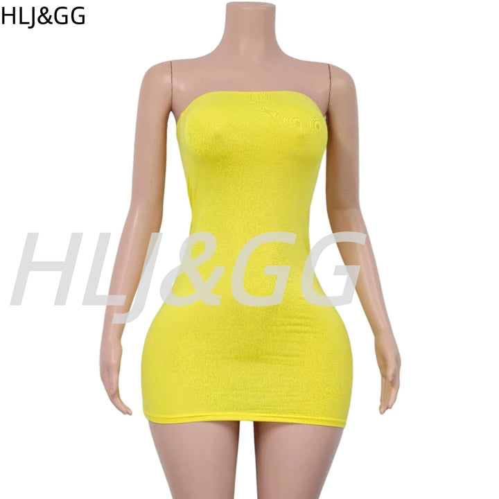 HLJ&amp;GG Sexy Hot Girl See Through Bodycon Mini Dresses Women Off Shoulder Sleeveless Slim Veardios Fashion Party Club Streetwear
