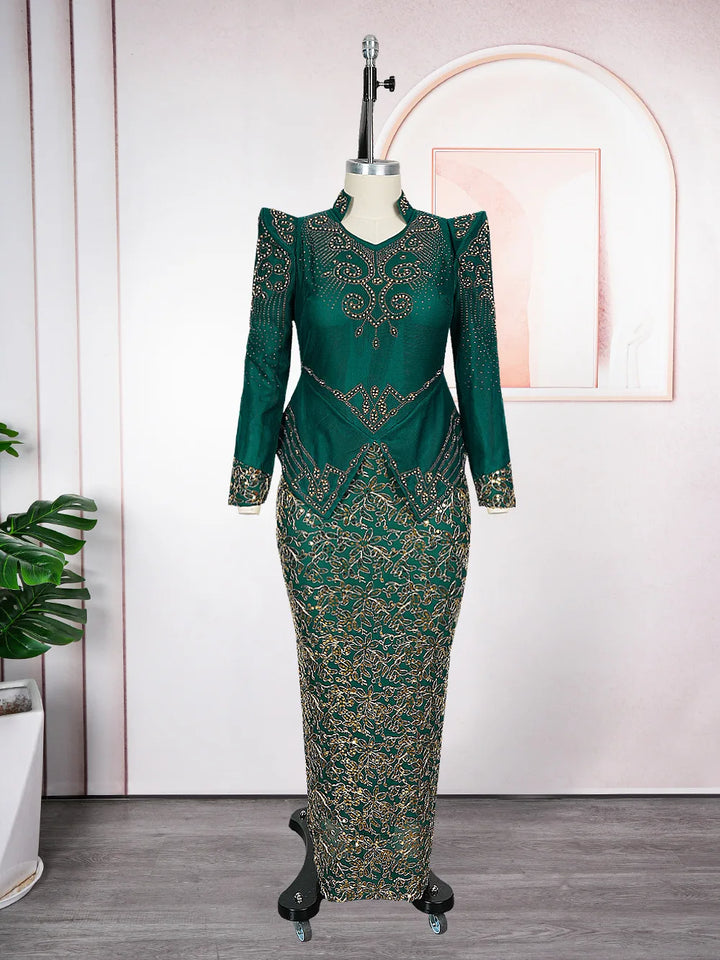 Elegant Women Bodycon Maxi Dress Long Sleeve Gown