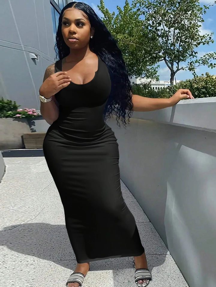 Elegant Notched Neck Bodycon Dress For Women