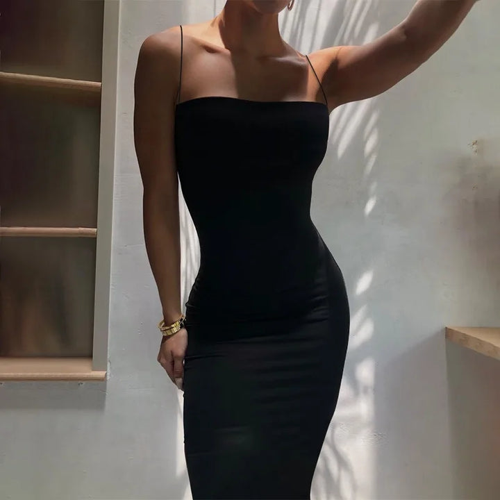 Women Strap Dress Sleeveless Bodycon Ankle Length
