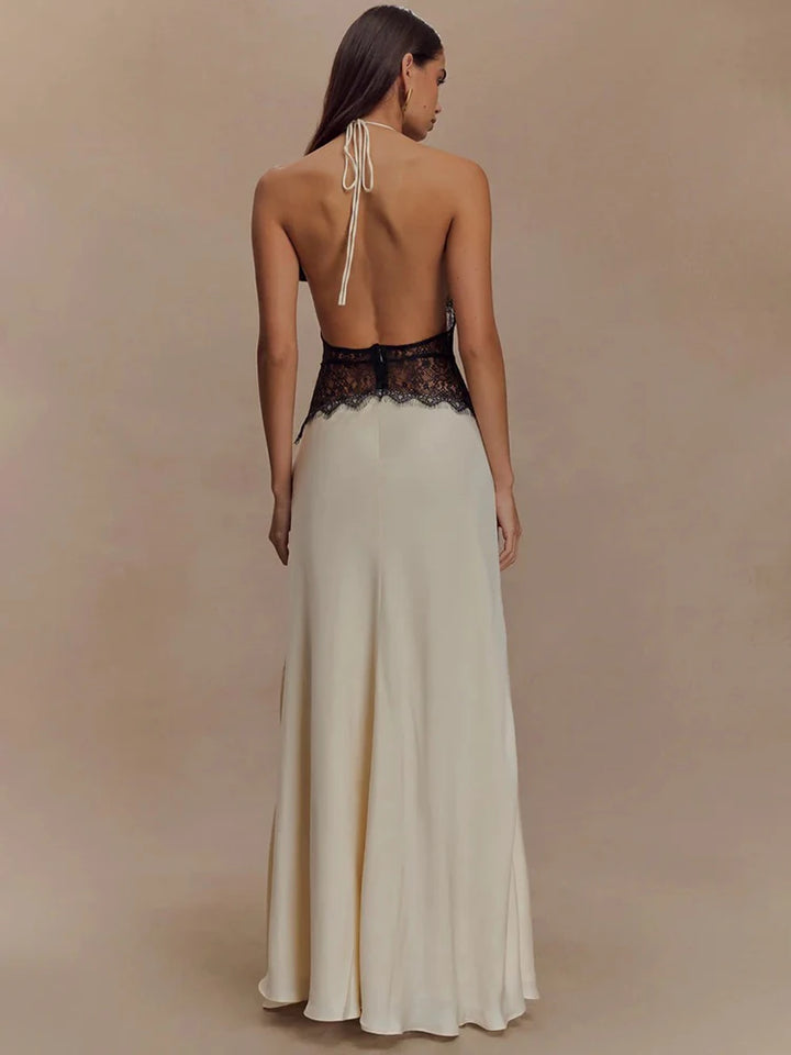 Elegant Backless Maxi Dress Women Summer Halter Gown