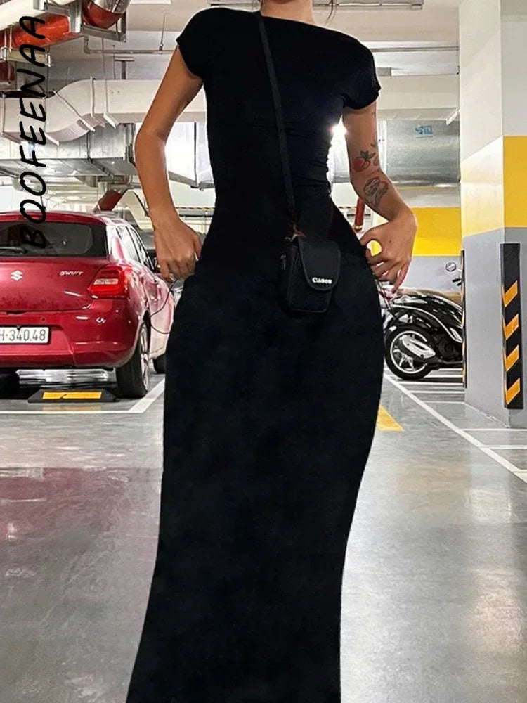 Backless Long Bodycon Dress For Women Grey