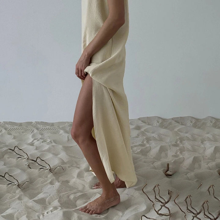 HiLoc Signature White Soft V Neck Midi Nightgown