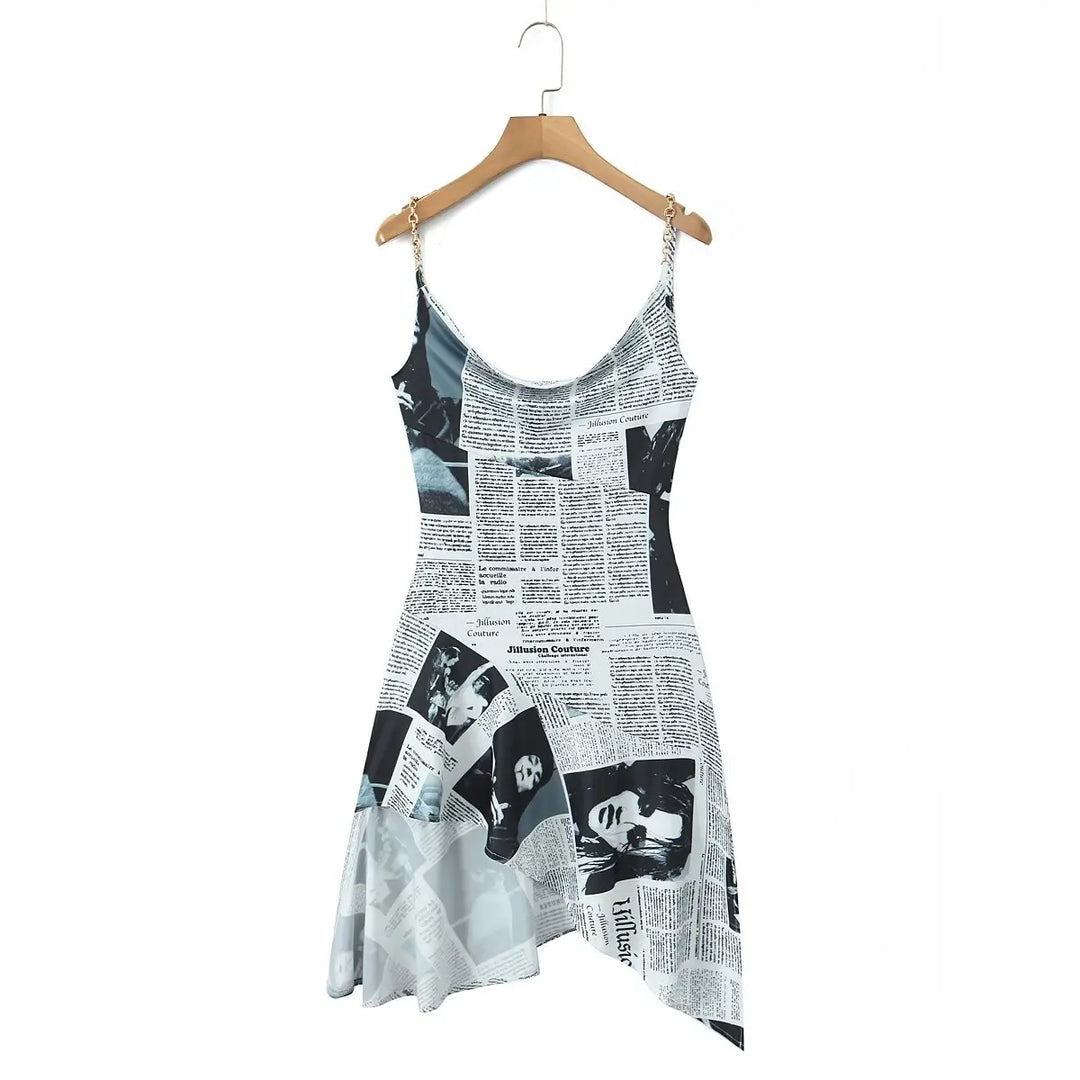 Yenkye Signature Newspaper Print Irregular Mini
