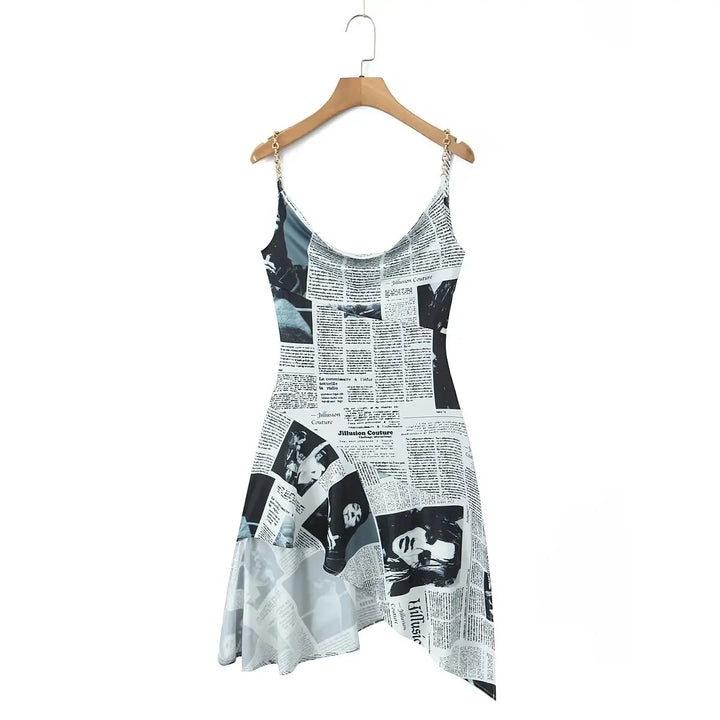 Yenkye Signature Newspaper Print Irregular Mini