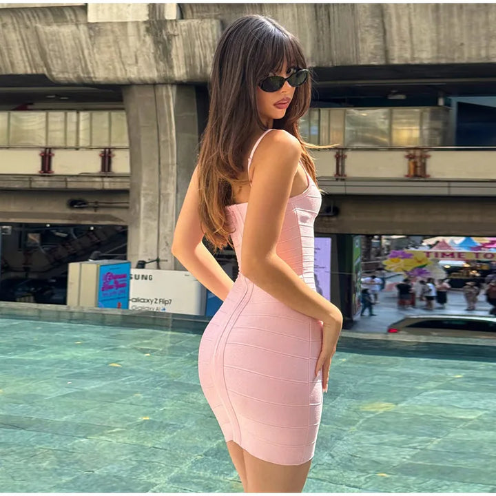Ribbed Bandage Bodycon Mini Dress Premium Cotton