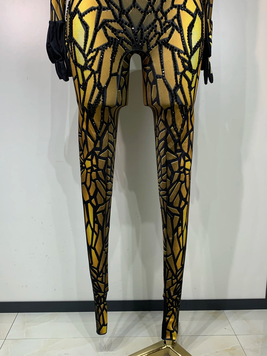 Stunning Black Rhinestone Jumpsuit For Elegant