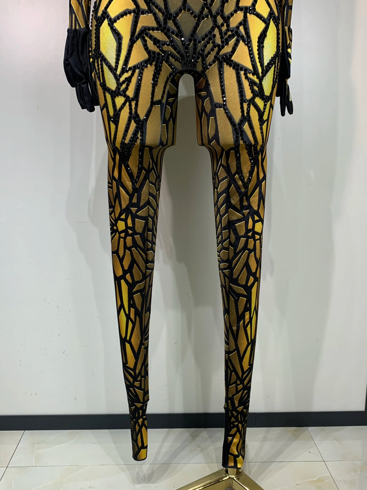 Stunning Black Rhinestone Jumpsuit For Elegant