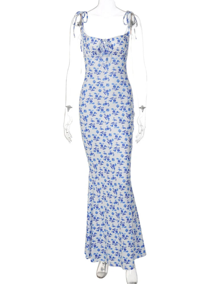 Hugcitar Women Elegant Floral Beach Bodycon Dress
