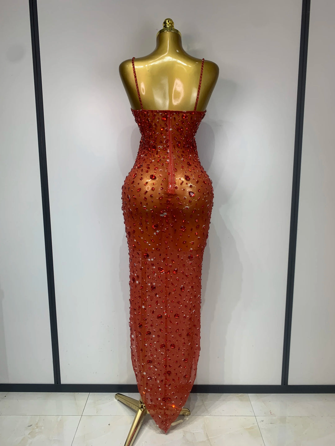 Kormanly Rhinestone Mesh Evening Gown Exclusive