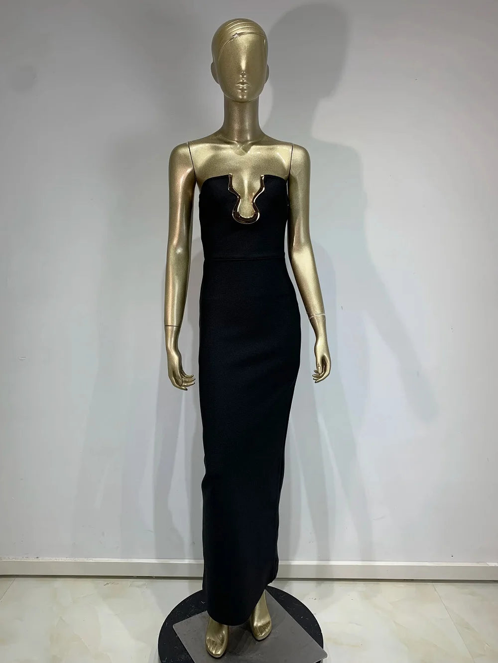 Laura Kors Black Knit Maxi Dress Slim Fit Stretchy
