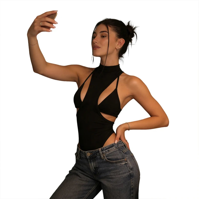 Women Sexy Hollow Backless Bodysuit For Club Night