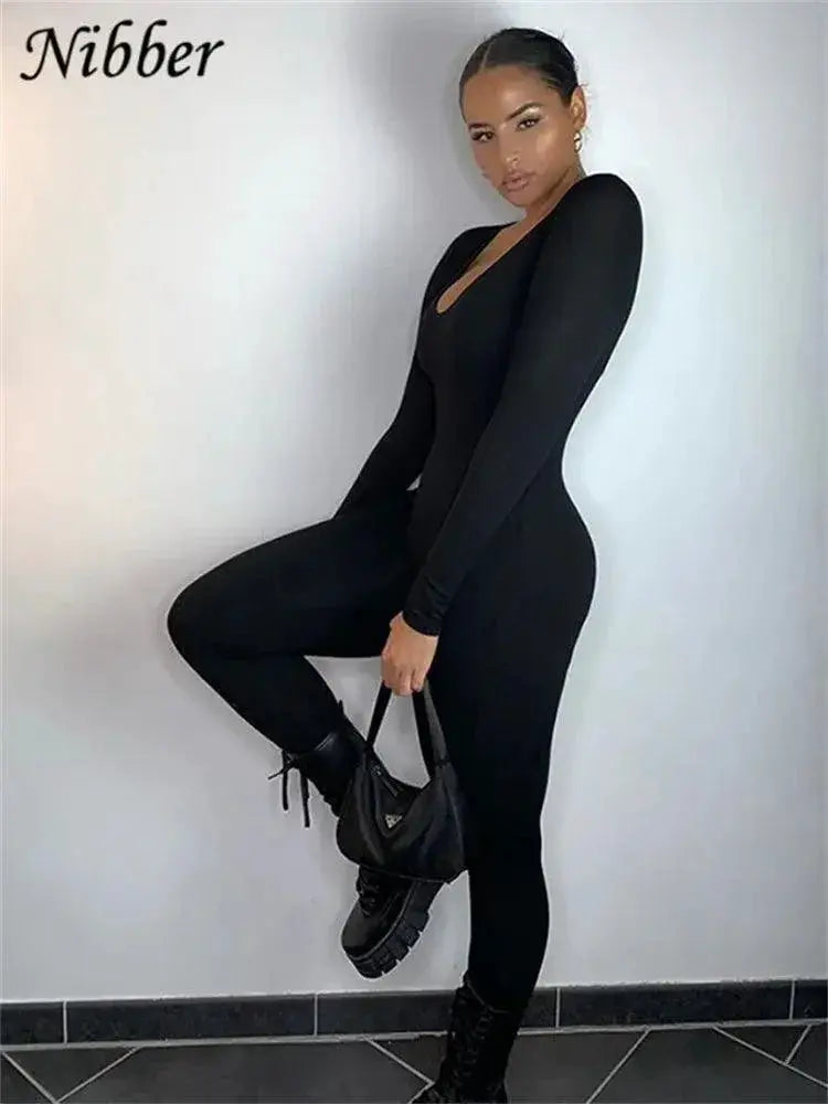 Sophisticated Brown Bodycon Jumpsuit Spandex Fashion Piece