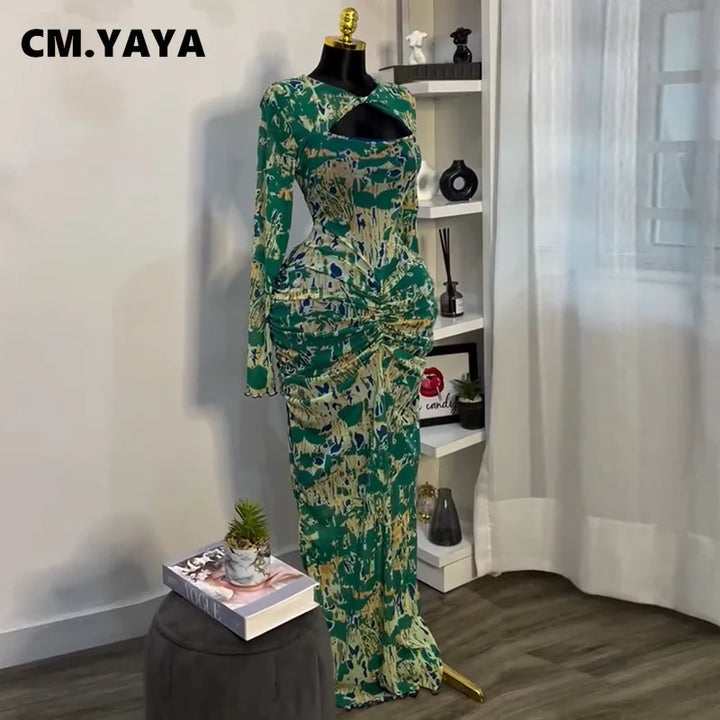 Cmyaya Chic V Neck Cutout Bodycon Maxi Dress