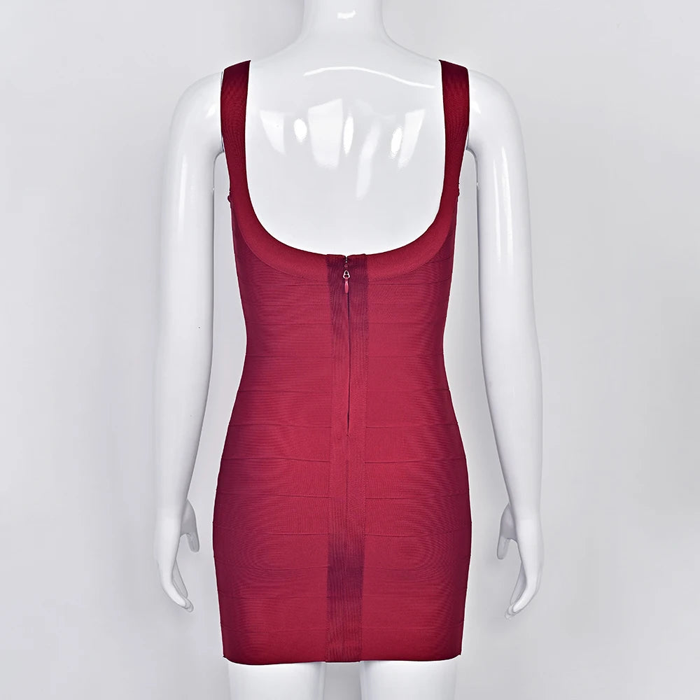 Luxury Pink Ginger Bandage Bodycon Mini Dress