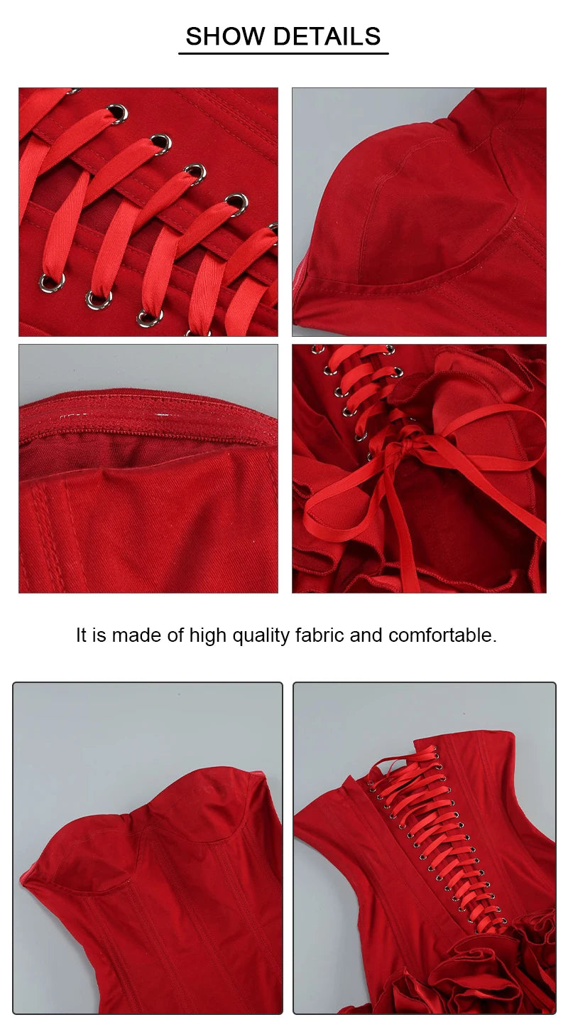 Vj Gochi Signature Red Holiday Cocktail Dress