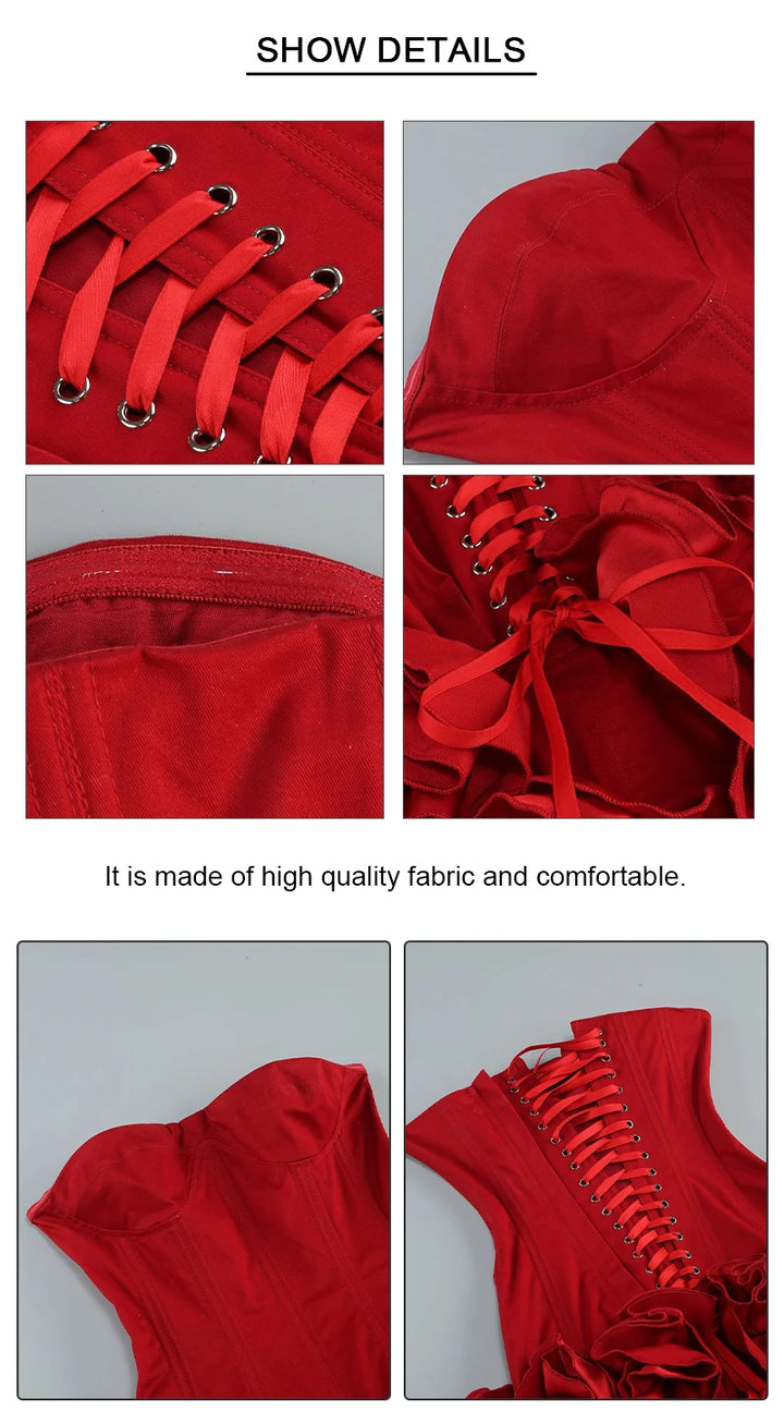Vj Gochi Signature Red Holiday Cocktail Dress