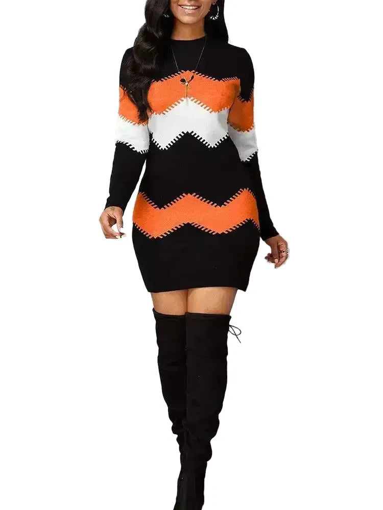 Autumn Elegance Plus Size Knit Bodycon Dress For Women