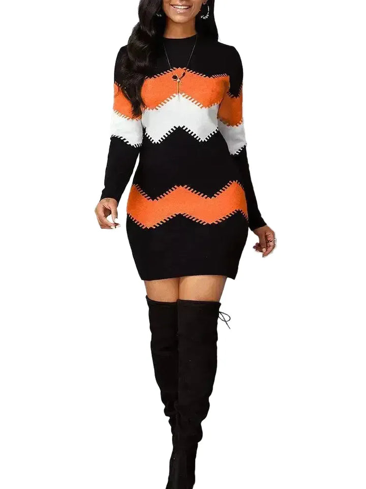 Autumn Elegance Plus Size Knit Bodycon Dress For Women