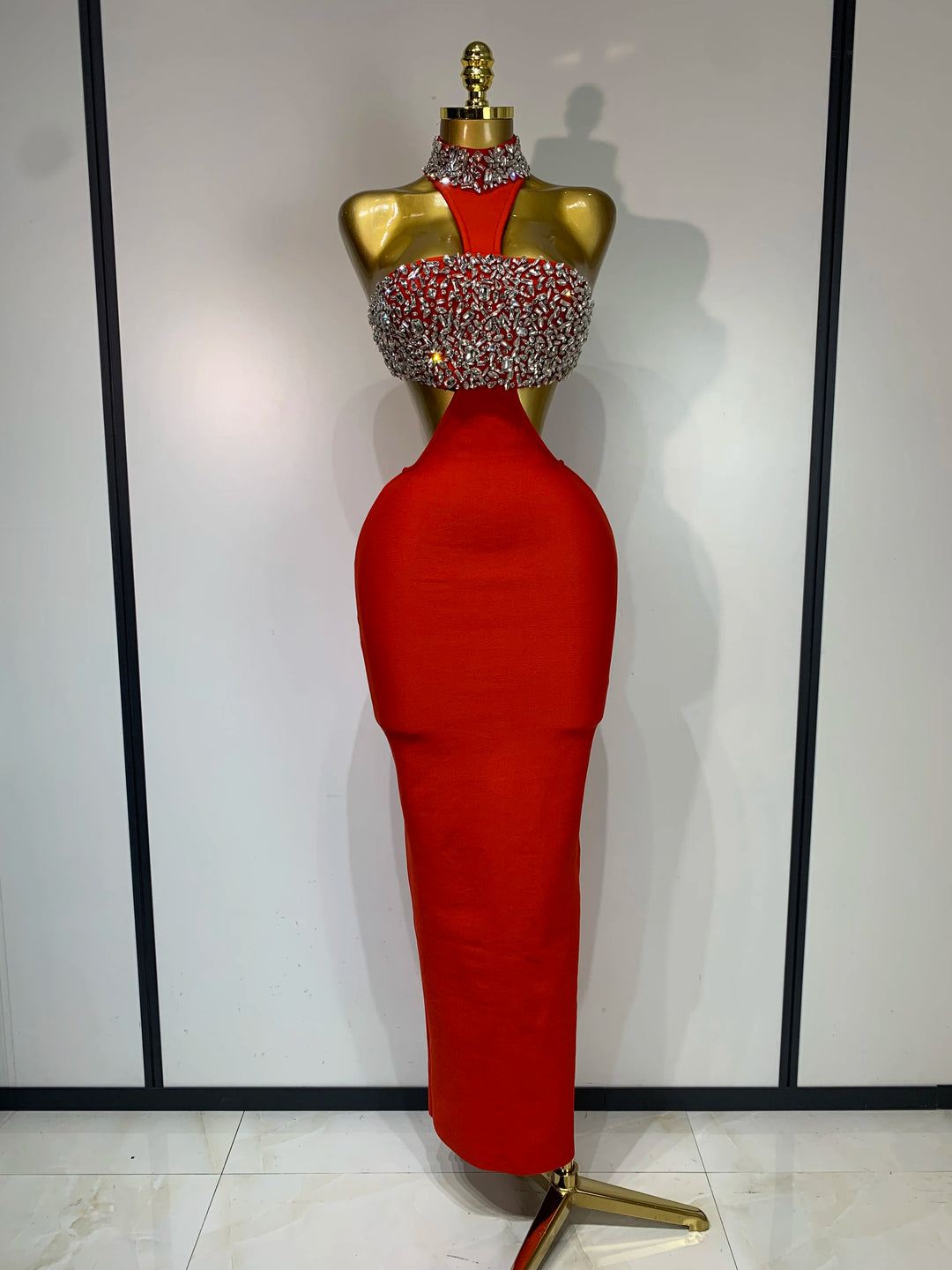 Luxury Black Crystal Beaded Evening Gown Limited