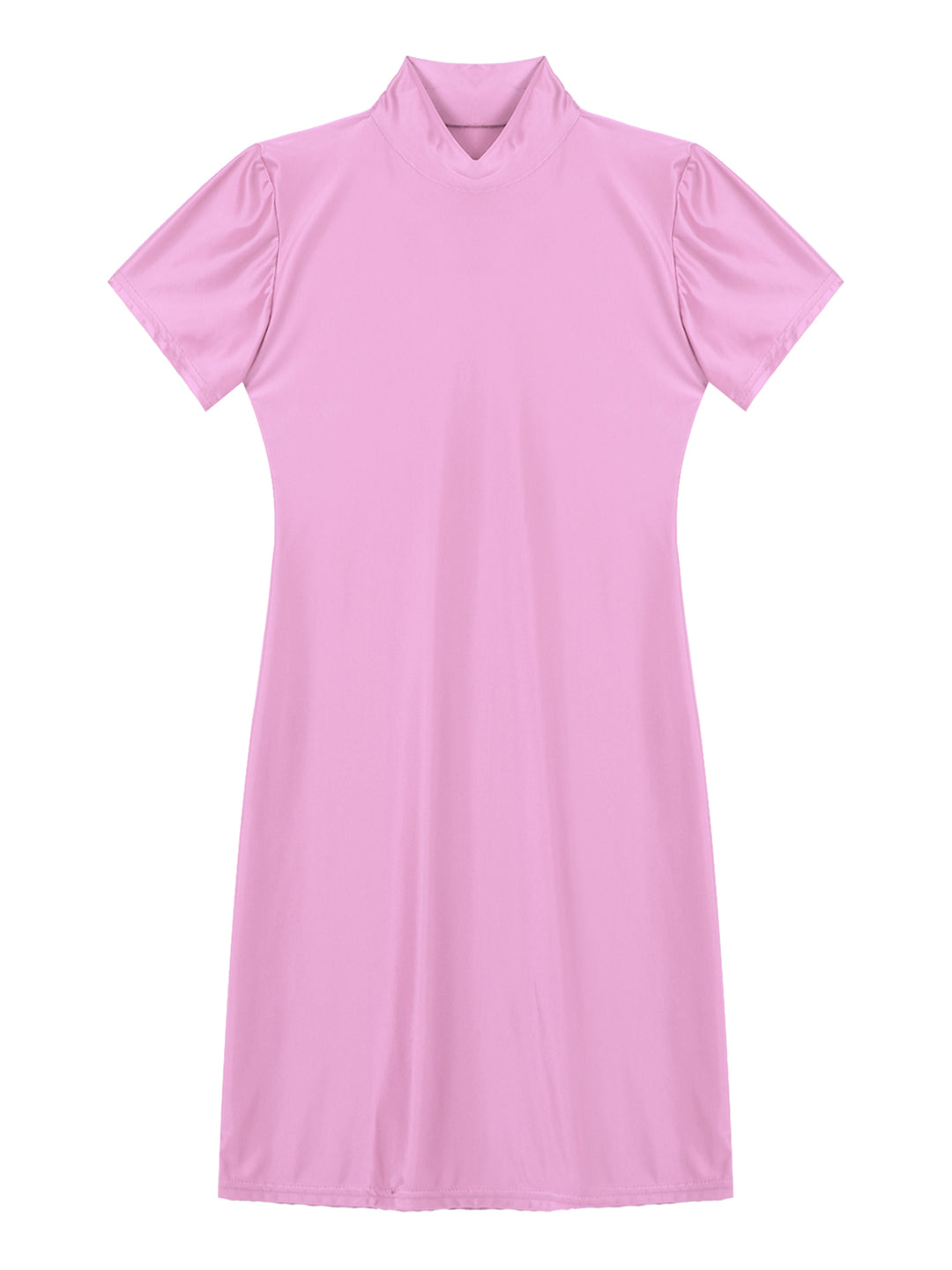 Signature Glossy Mock Neck Mini Dress For Tropical