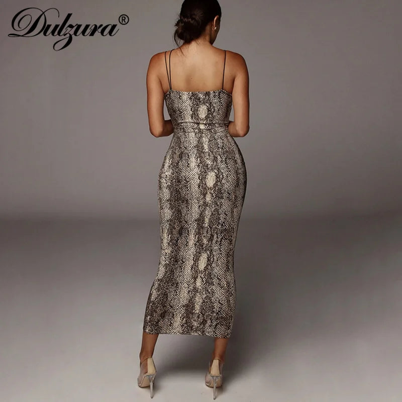 Dulzura Leopard Bodycon Midi Dress Party Club