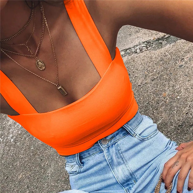 Dozw White Elastic Backless Crop Top