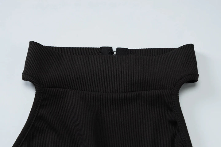 Elegant Ribbed Knit Halter Neck Bodycon Jumpsuit