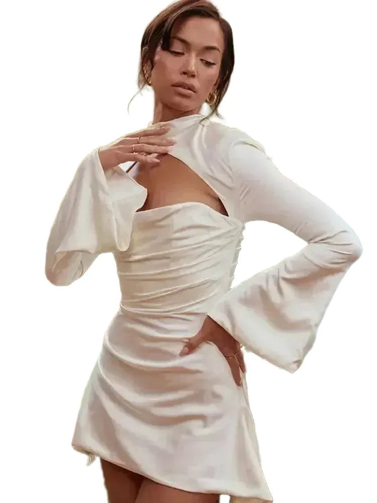 Elegant White Satin Bodycon Dress Summer Fashion Statement