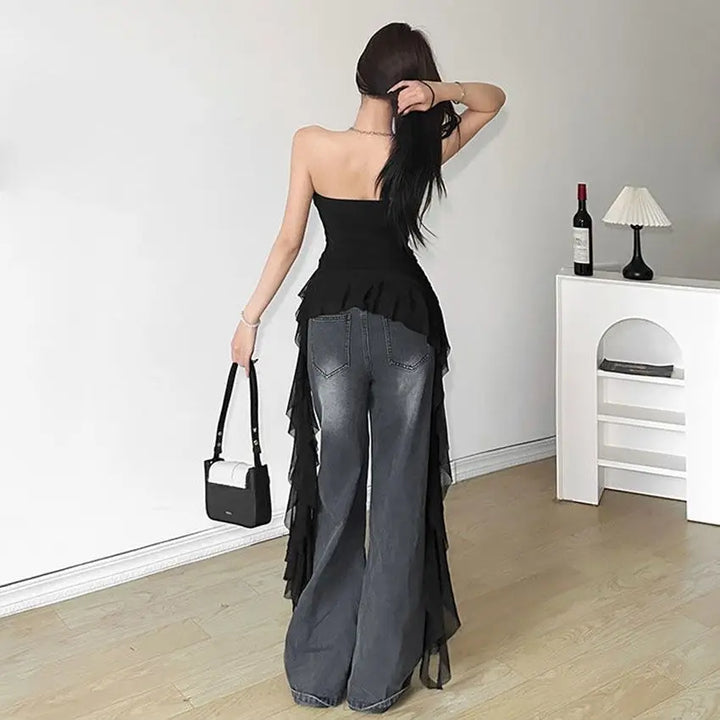 2025 Luxe Off Shoulder Tatting Tank Top