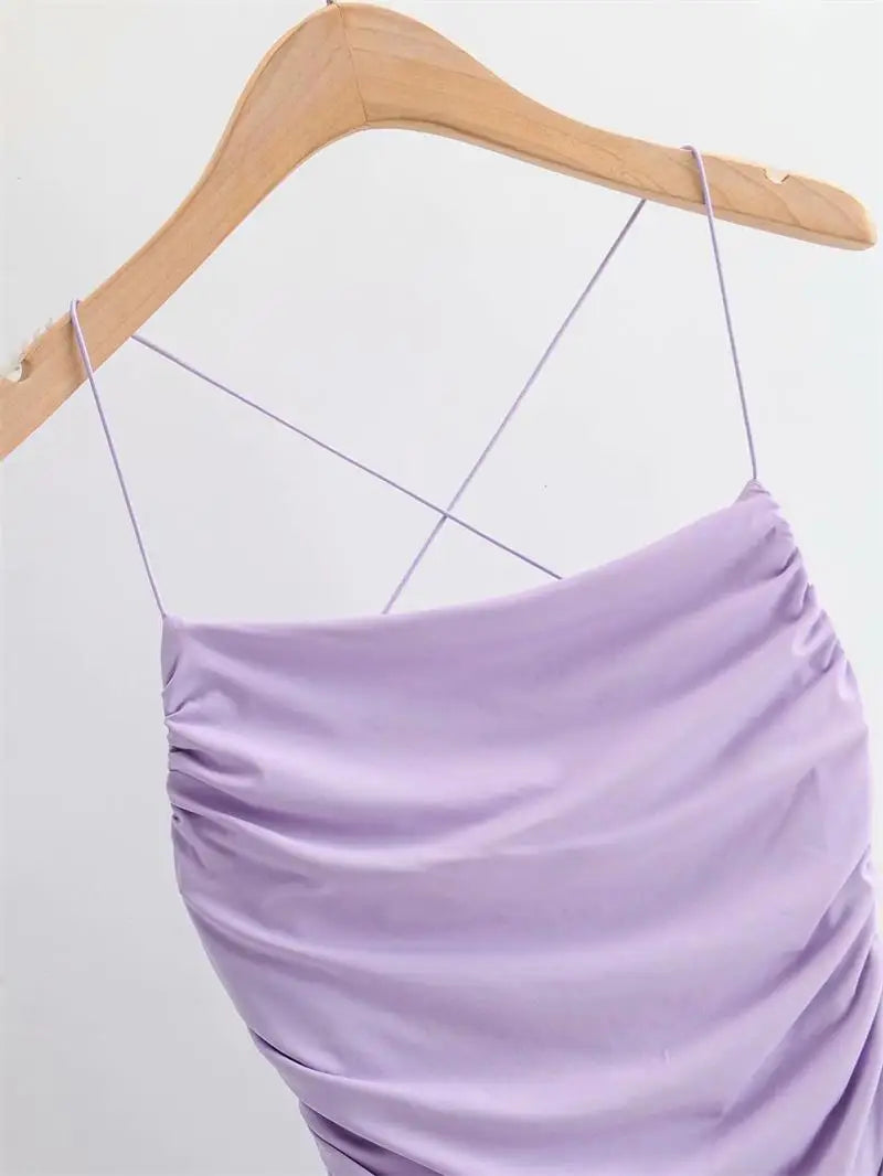 Elegant Pleated Backless Knit Dress For Warm