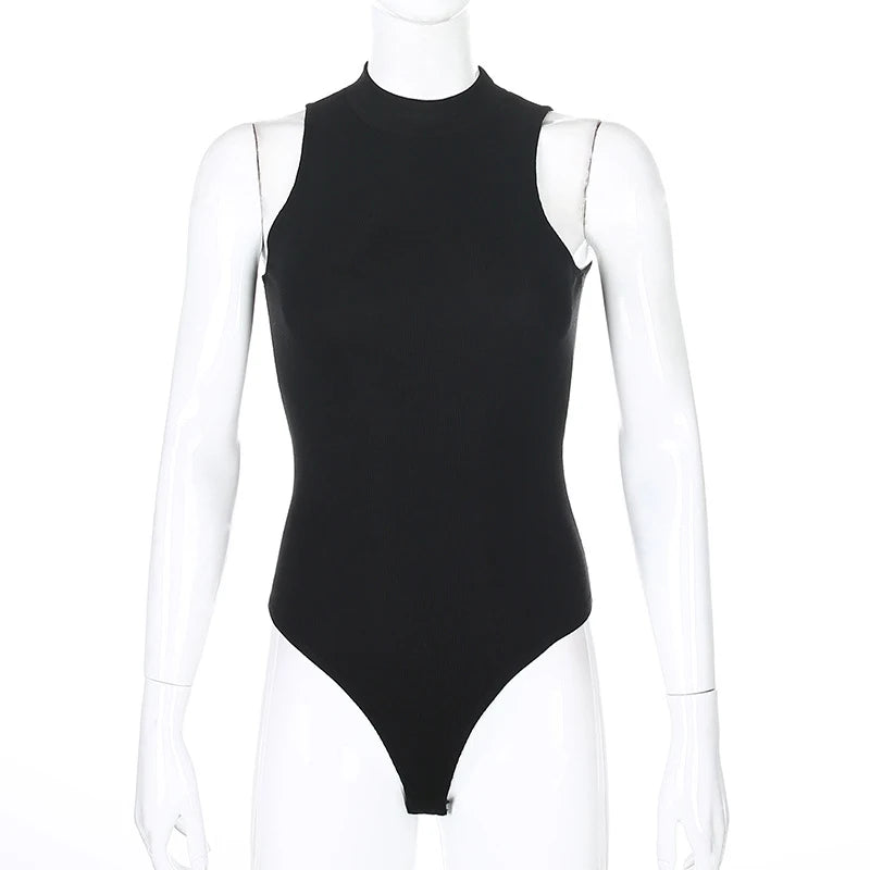 Premium Vintage Black Y2K Sleeveless Bodysuit High