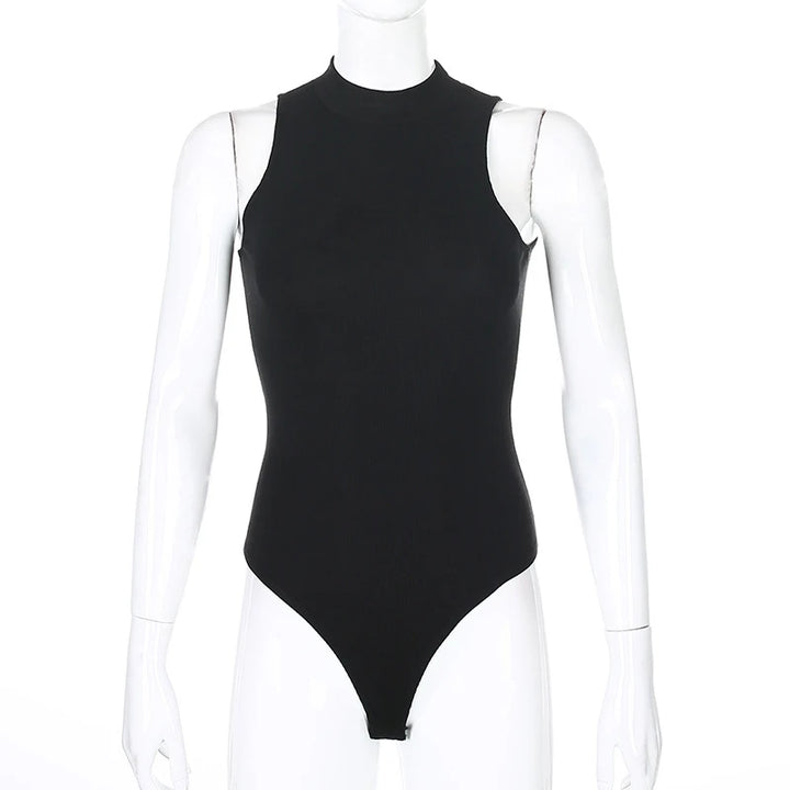 Premium Vintage Black Y2K Sleeveless Bodysuit High