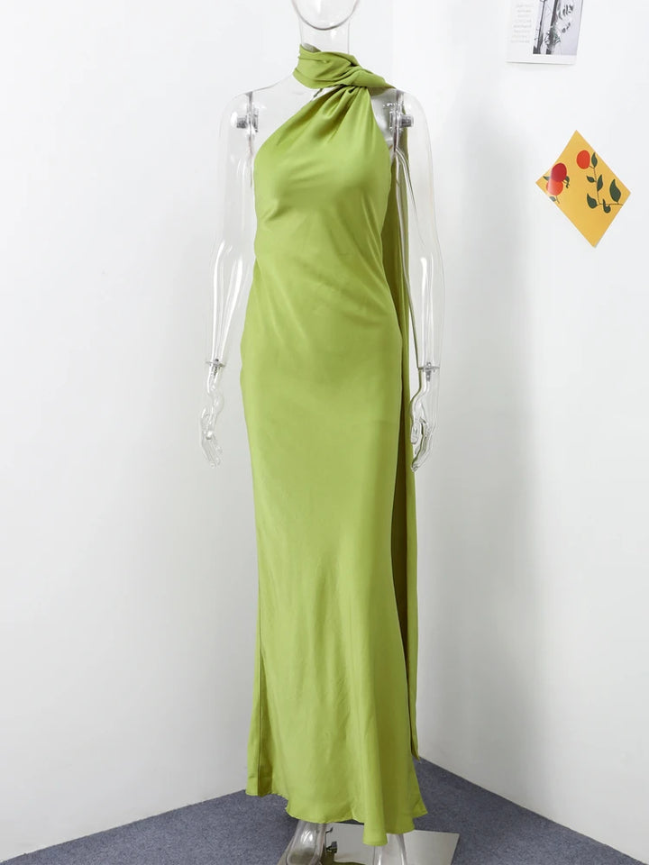 Chic Black Halter Maxi Dress For Elegant Evening Wear