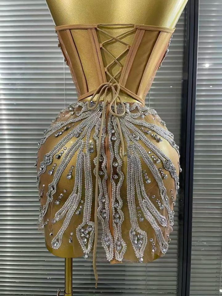 Exquisite Sequin Strapless Bodycon Mini Dress