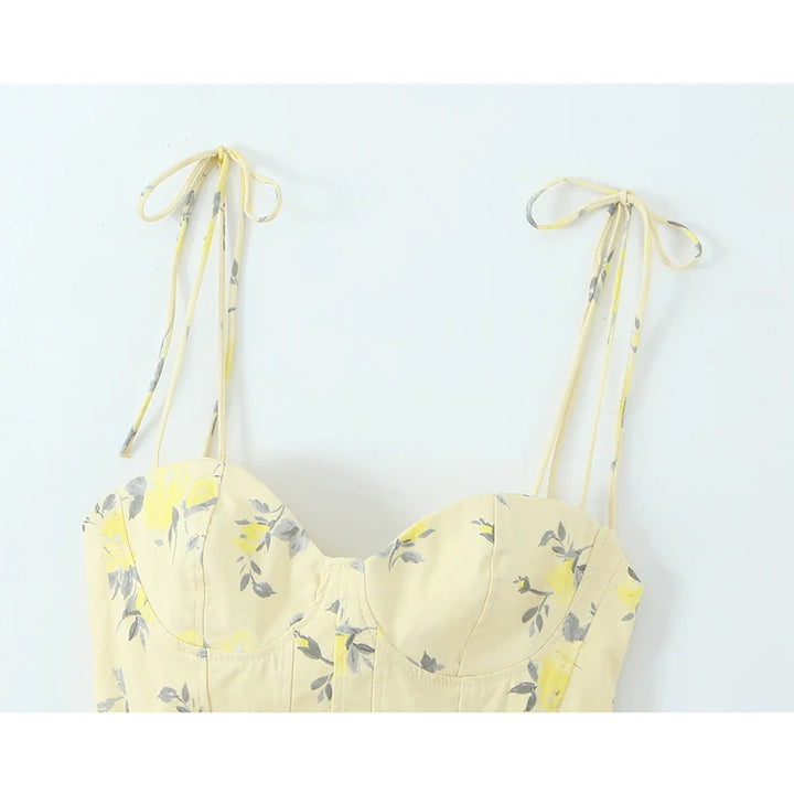 Chic Elegant Corset Top Backless Short Cami Tops New 2026 Summer Fashion Floral Printed Sexy Party Night Tops