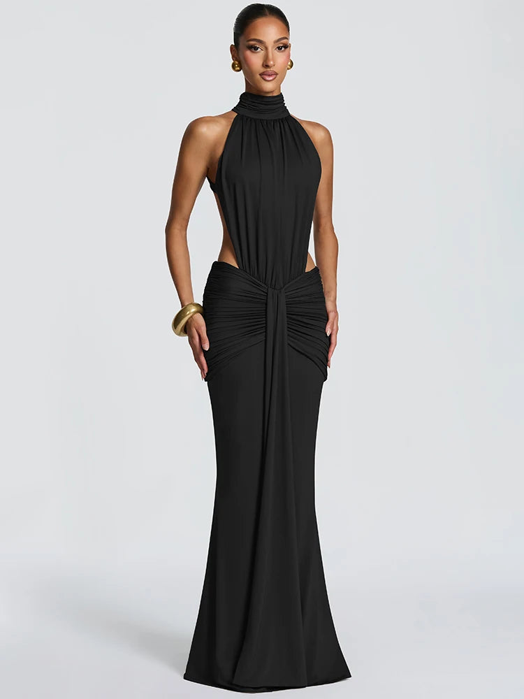 Backless Turtleneck Maxi Dress For Women Party