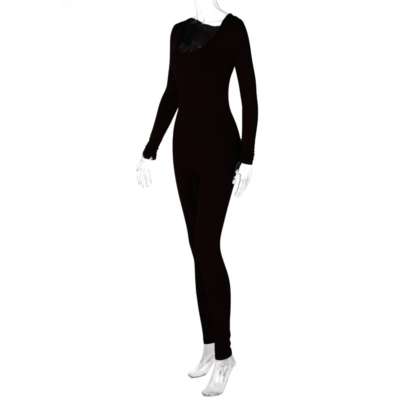Slim Long Sleeve Knitted Jumpsuit For Women