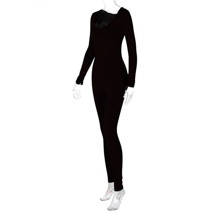 Slim Long Sleeve Knitted Jumpsuit For Women